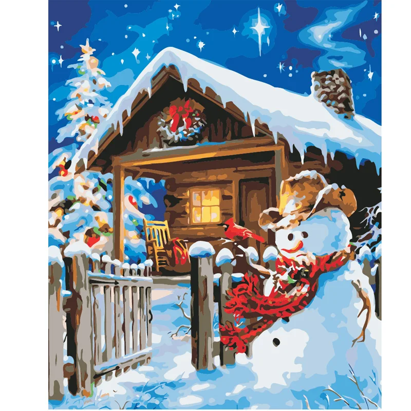 Oil Painting Picture christmas decorations coloring By Numbers DIY Hand
