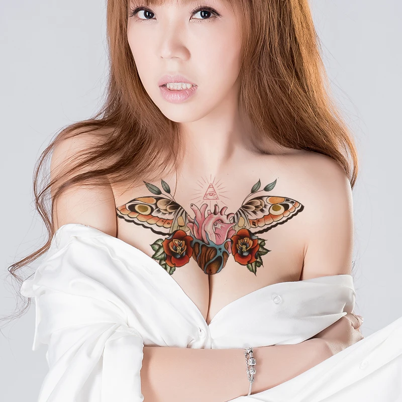 

sternum temporary tattoo breast temporary tattoo woman waterproof underboob sexy tattoo women men body sticker chest tatoo fake