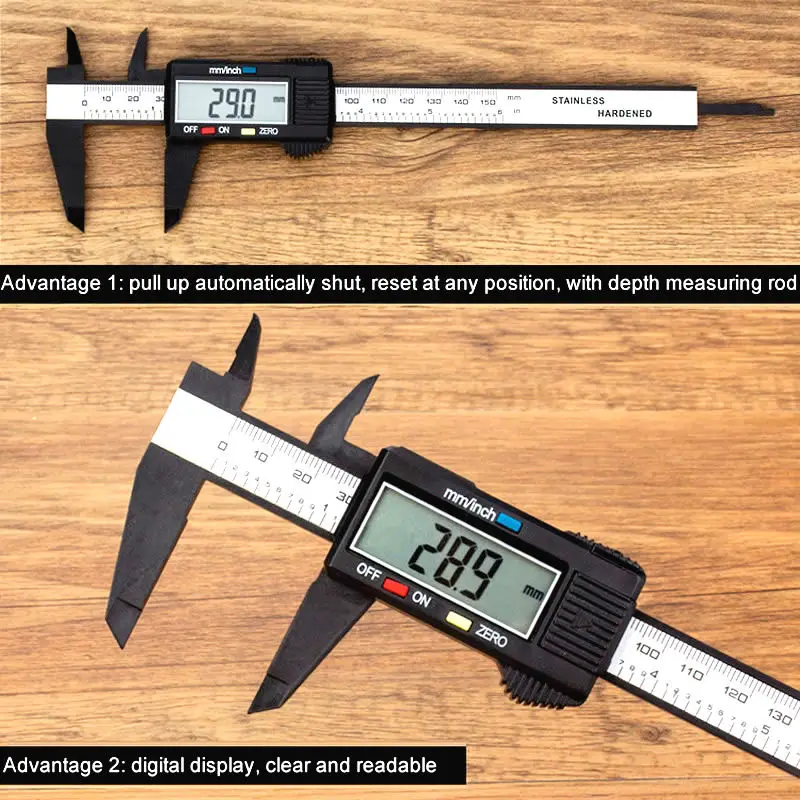 Digital Vernier Calipers measure 150mm 6inch LCD Electronic Carbon