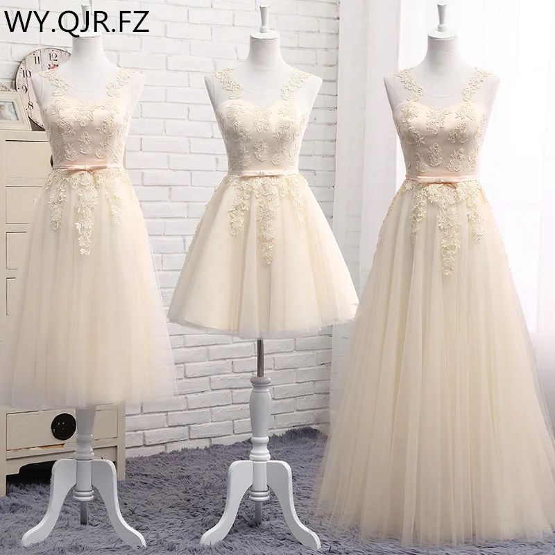 

MNZ-810#Three styles of long medium and short champagne 2019 spring summer lace up Bridesmaid Dresses wedding prom party dress