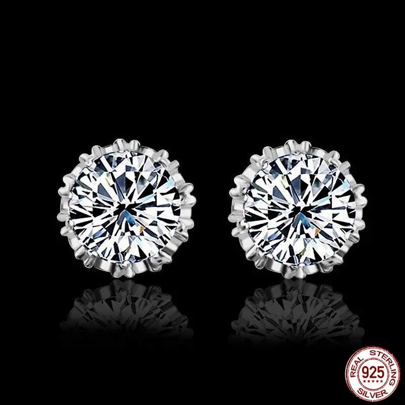 

925 sterling silver Multi Prongs 8mm 2ct Top Quality CZ Cubic Zirconia Stud Earring silver 925 jewelry