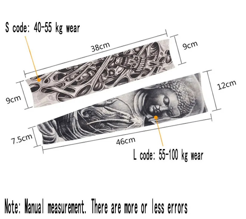Открытый Велоспорт имитация тату на руку татуировки напечатаны Armwarmer УФ-защиты рукавицы Защита от Солнца защиты манга татуировки рукава