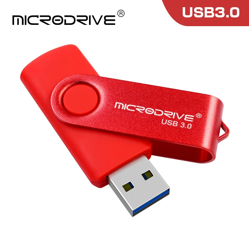 Металлический usb флеш-накопитель, USB 3,0, вращающийся флеш-накопитель, 16 ГБ, флеш-накопители, 32 ГБ, usb карта памяти, 64 ГБ, флеш-накопитель, 128 ГБ, высококачественный u-диск - Цвет: Красный