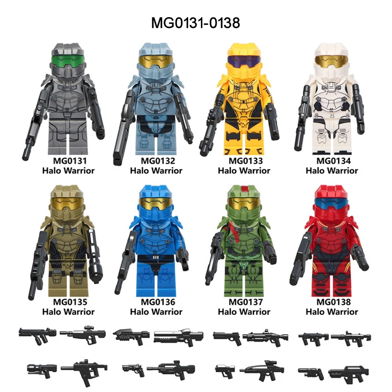 

Single Cartoon movie Super Hero Halo Spartan Soldier Series Model Warrior With Weapon Figures building block toys for children