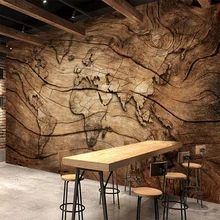 Ретро дерево зерна карта мира назад 3D Настенные обои Гостиная Столовая креативный фон настенная ткань ретро настенная ткань рулон