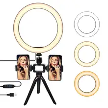 Fosoto 사진 조명 3200 k-5500 k 디 밍이 가능한 led selfie 링 라이트 램프 16/26cm 카메라 전화 메이크업 비디오 라이브 스튜디오(China)