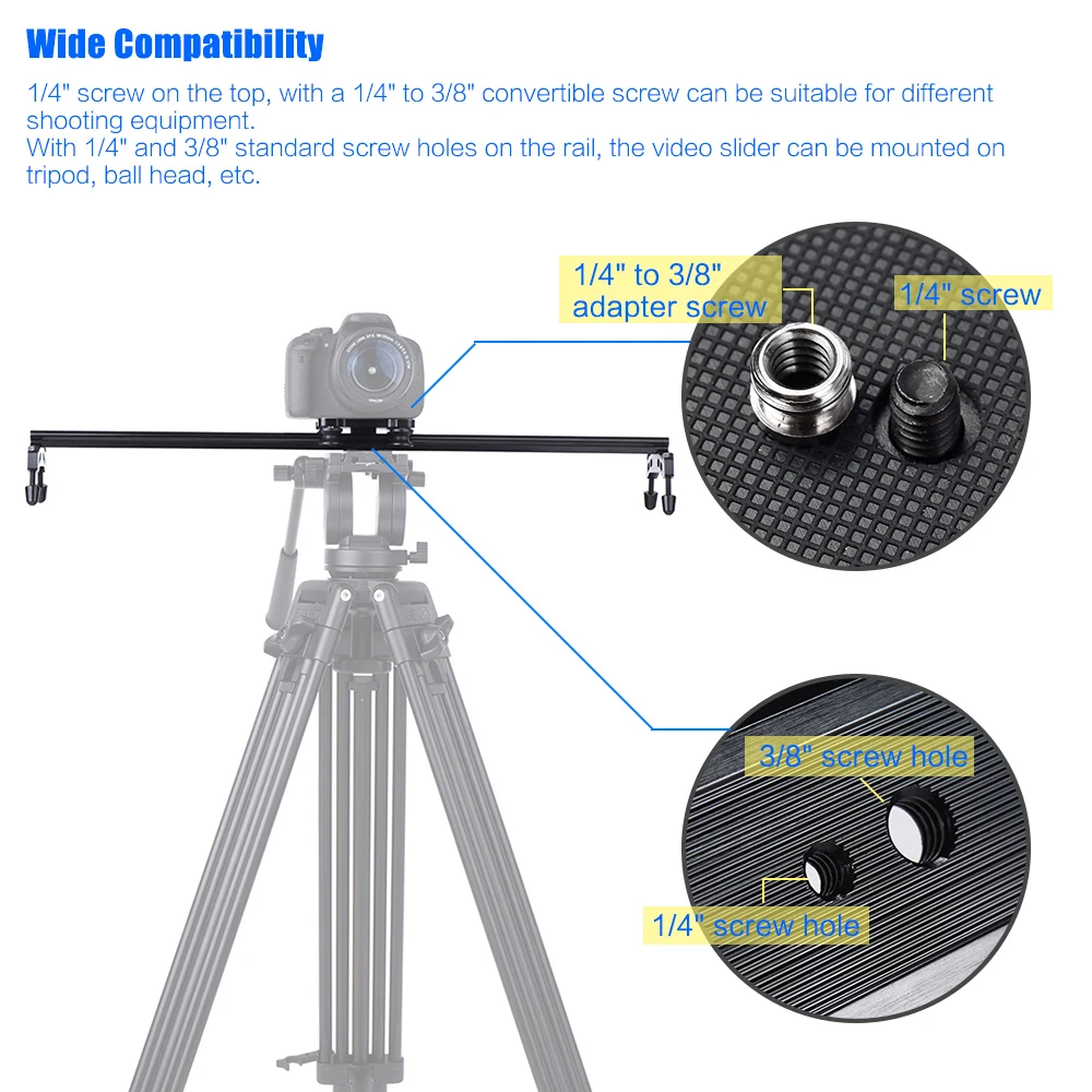 Andoer 80 см/3" 4 подшипника камера слайдер рельсовая дорожка слайдер алюминиевый Видео стабилизатор для Canon Nikon sony камеры s видеокамеры