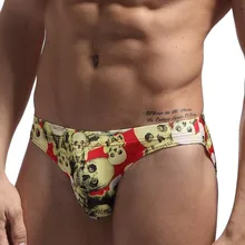 WADE SEA Mens Swimwear Men Swim Briefs Boxers Sexy Low Waist Human skeleton Swimming Trunks Bathing Suit Maillot De Bain 