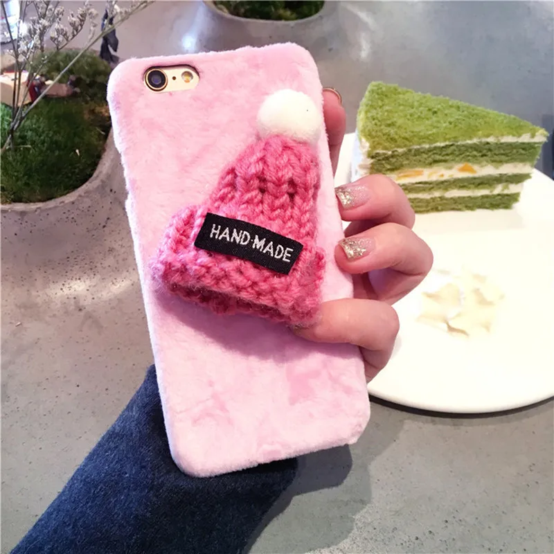 Lovely-Plush-Hat-Warm-Fur-Ball-Knitted-Christmas-Cap-Phone-Cases-For-iPhone-6-6s-7 (4)