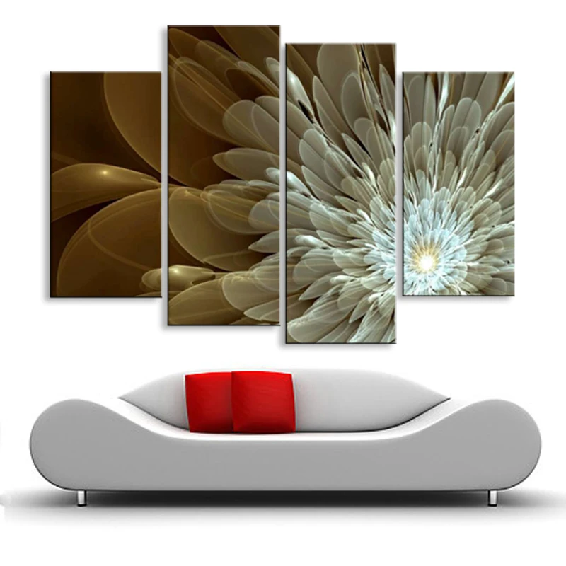 Wall Painting 4 pieces high definition print flowers canvas painting