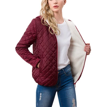 

Autumn 2019 New Parkas basic jackets Female Women Winter plus velvet lamb hooded Coats Cotton Winter Jacket Womens Outwear coat