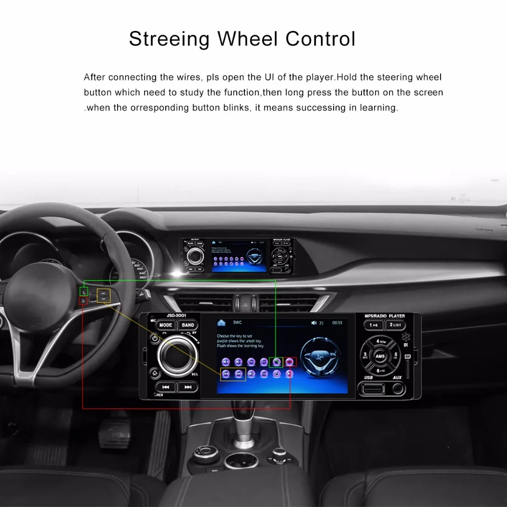 1 Din автомагнитола 4 ''сенсорный экран Авто Аудио Стерео Bluetooth Мультимедиа MP5