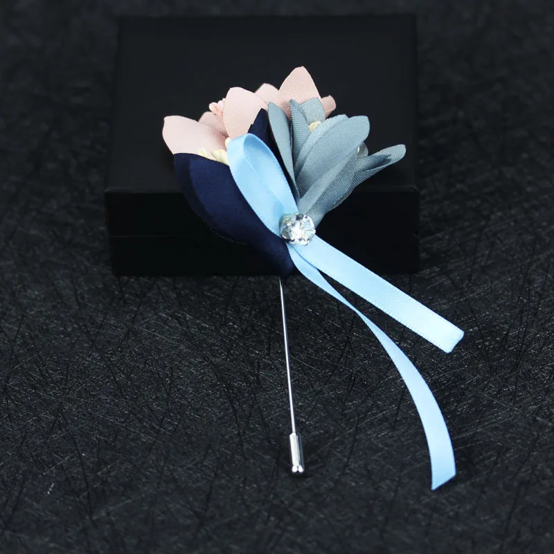 

i-Remiel Original Design Flower Ribbon Brooch Pin Cloth Art Long Needle Brooches for Women Shawl Suit Shirt Jewelry Accessories