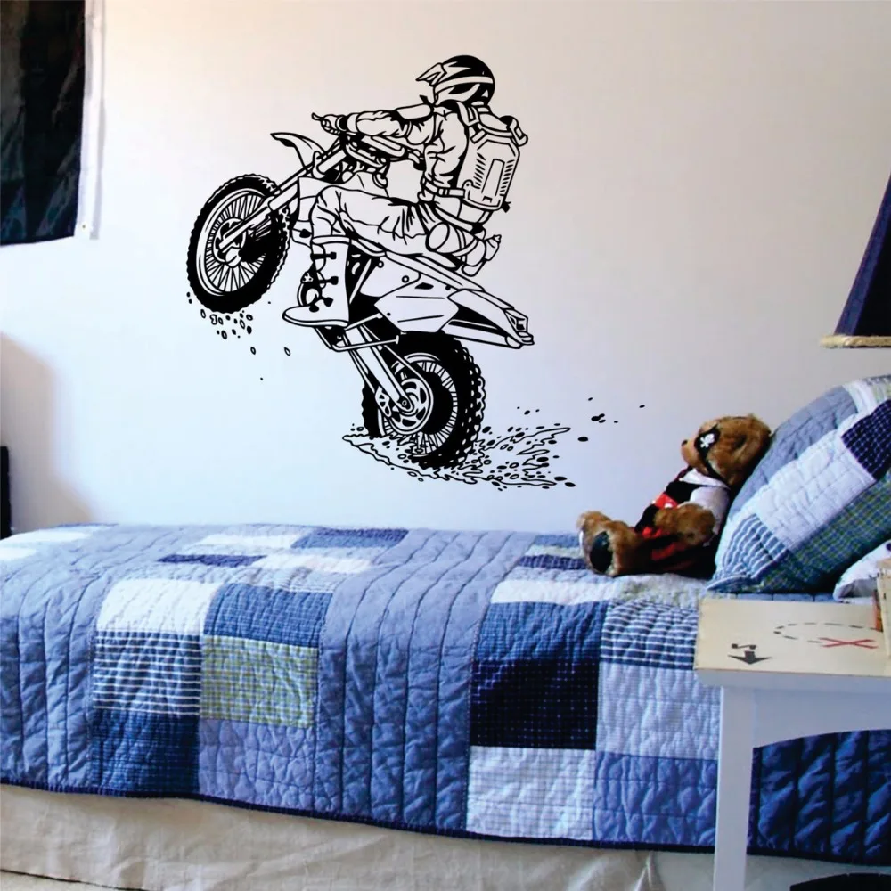 

Dirtbike Wheelie Wall Decal Sports Wall Vinyl Art Stickers For Kids Rooms Boys Home Decor Vinilos Paredes Moto X Murals A412