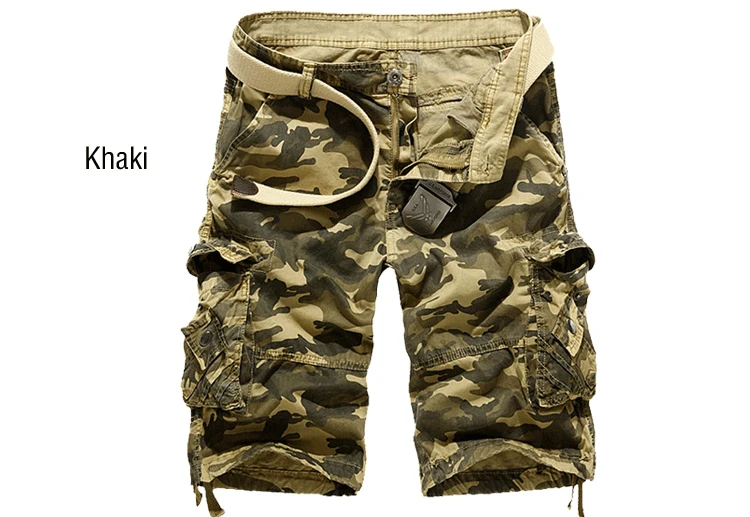 Mens-Summer-Casual-Cargo-Camouflage-Army-Pants-Shorts-Cotton-With Belt-BNIB 