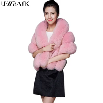 

Uwback Pink/White Fur Gilet 2017 New Faux Fox Fur Cloak/Cape/Shawl Warm Slim Faux Fur Vest Women Outwear Coats TB1313
