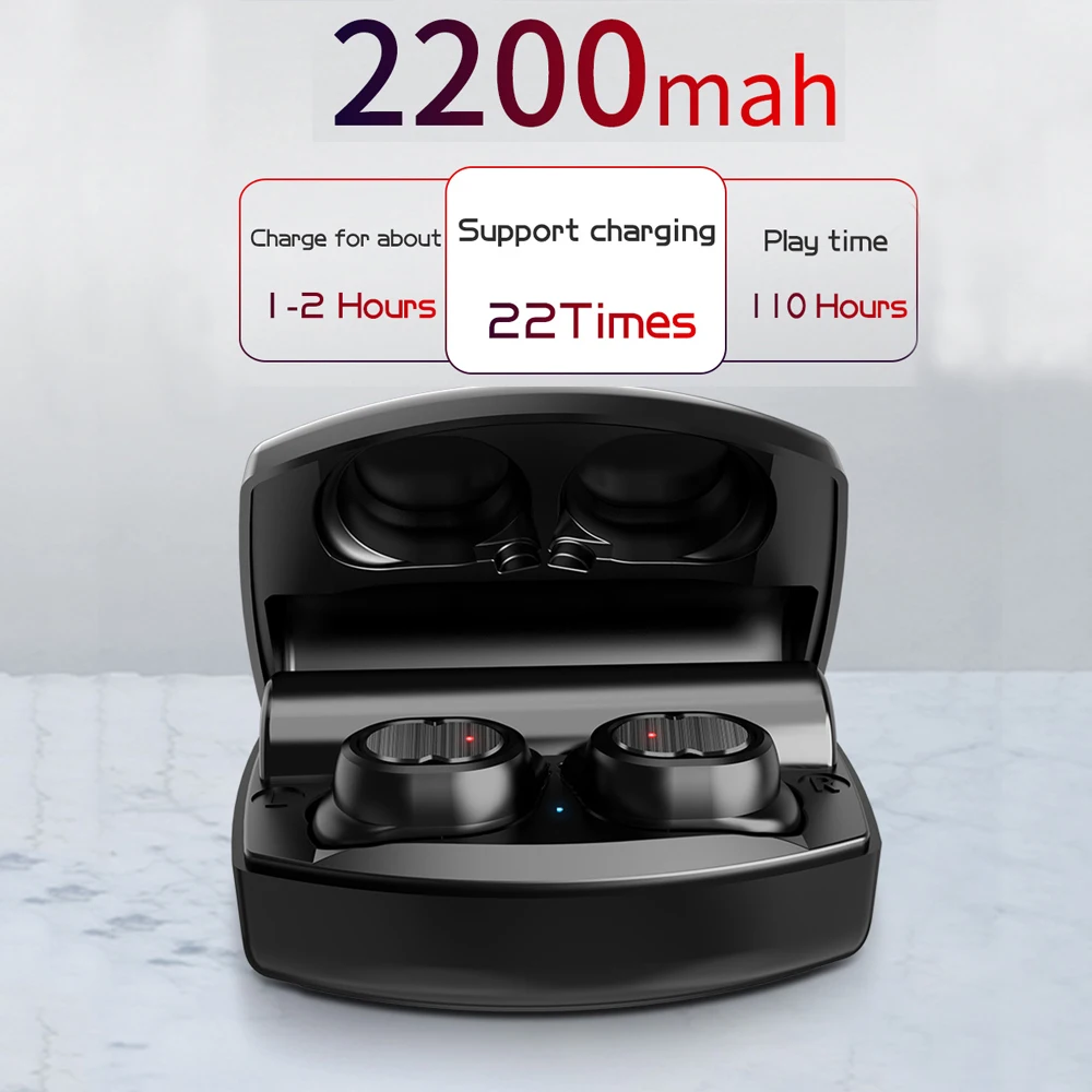 

2200mAh HiFi Wireless Headphone Bluetooth Earphone TWS 5.0 Bluetooth Headset IPX5 Waterproof Earbuds Stereo Sport Headphone