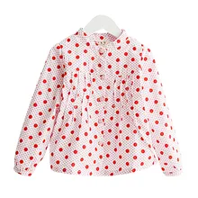 Одежда для девочек; Новинка года; Повседневная хлопковая школьная блузка в горошек с длинными рукавами для девочек; модные милые рубашки для девочек; 101W