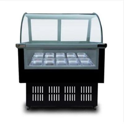 Твердое мороженое стекло Icecream машины морозильные камеры витрина Морозилка - Цвет: Черный