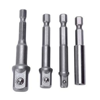 

THGS Impact Socket Adapter And Magnetic Bit Holder,4-Piece Set 1/4-Inch Hex Shank With 1/4,3/8,1/2-Inch Drive Cr-V