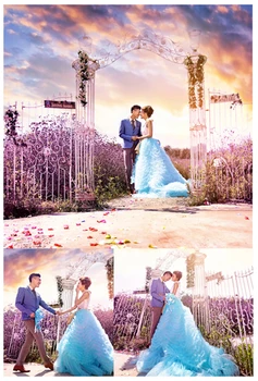

New charming dusk outdoor purple flowers wedding Background Photography 5X7ft free shipping