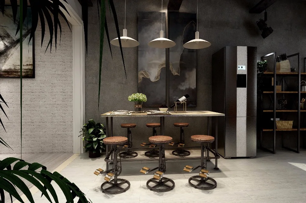 Vintage DIY Bar Stool PU Soft Seat Iron Pedal Retro Industrial Height Adjustable Bicycle Wheel Design Swivel Bar Chair Vintage DIY Bar Stool PU Soft Seat Iron Pedal Retro Industrial Height Adjustable Bicycle Wheel Design Swivel Bar Chair