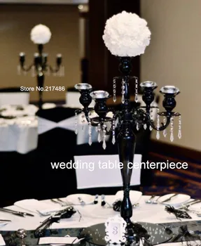 

Free ship(10 pcs/lot)black crystal wedding centerpiece/ crystal candle holder / black Candelabra