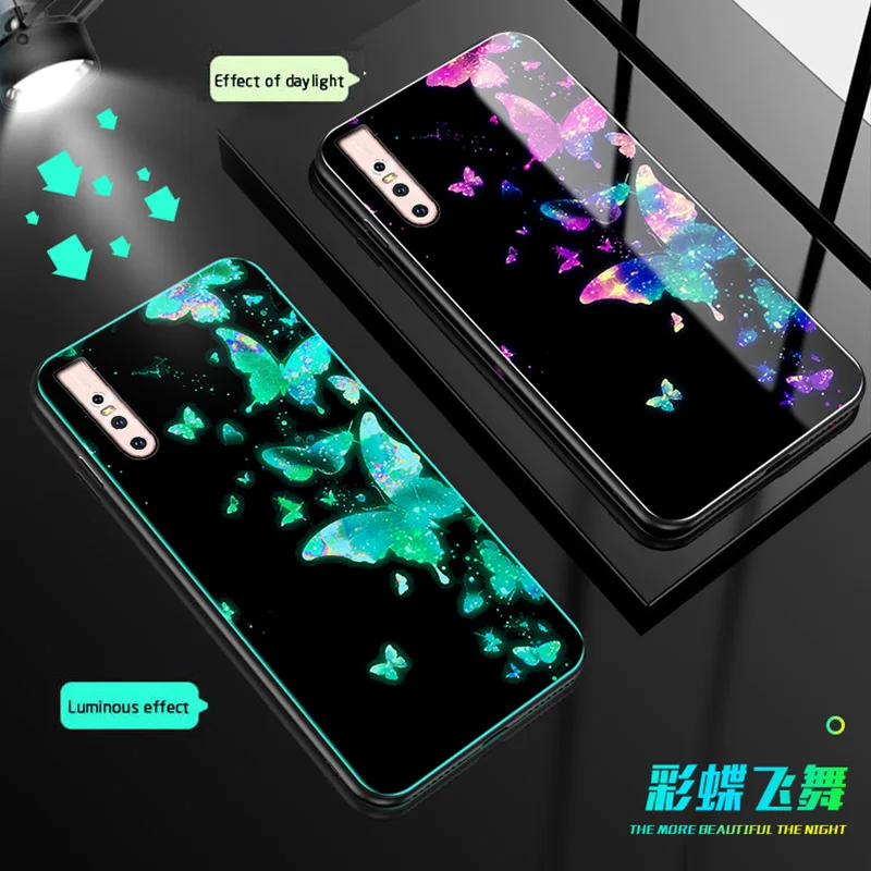 1 Светящийся стеклянный чехол для телефона VIVO S1 V15 Pro Y3 Y17 Y79 Y97 Y85 Z1 Z5X, задняя крышка для VIVO iqoo neo X27 Pro, чехол с ночным блеском - Цвет: 1