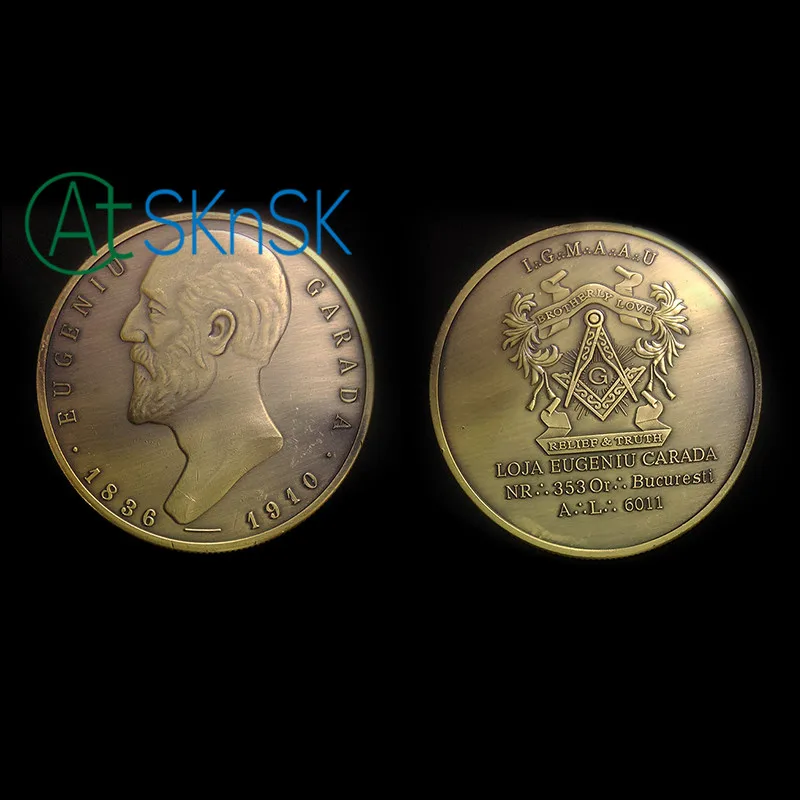 

1/3/5/10pcs Eugeniu Garada Masonic Challenge Coin Collectibles Commemorative Token Coins Gifts Brotherly Love Freemason Coin