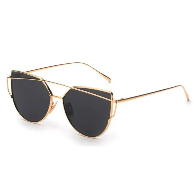 New Fashion Driver Goggles Twin-Beams Classic Women Metal Frame Mirror Sunglasses Cat Eye Glasses glasses women Anti-UV