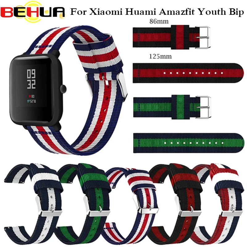 Ремешок для часов Amazfit Youth нейлоновые ремни Xiaomi Huami Bip BIT PACE Lite Смарт-часы браслет на