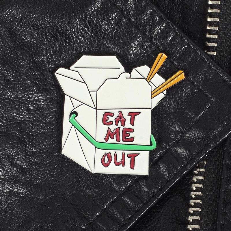 

Chinese Food Take Out Box Pins Brooches Backpack Badges Hard enamel lapel pin Hat Bag Jeans Pins For Men Women