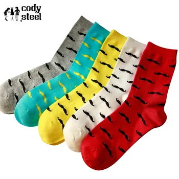 

6pieces=3pair/lot Cute Men Cotton Socks Fashion Cartoon Moustache Socks Male Casual All-Match Long Funny Socks Men