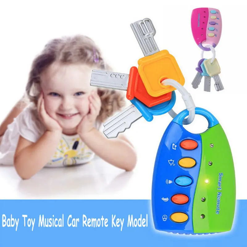 

Baby Toy Musical Instrument Car Smart Remote Key Model Pretend Play Infant Puzzle Early Education Children Kids Gift Pink/Blue