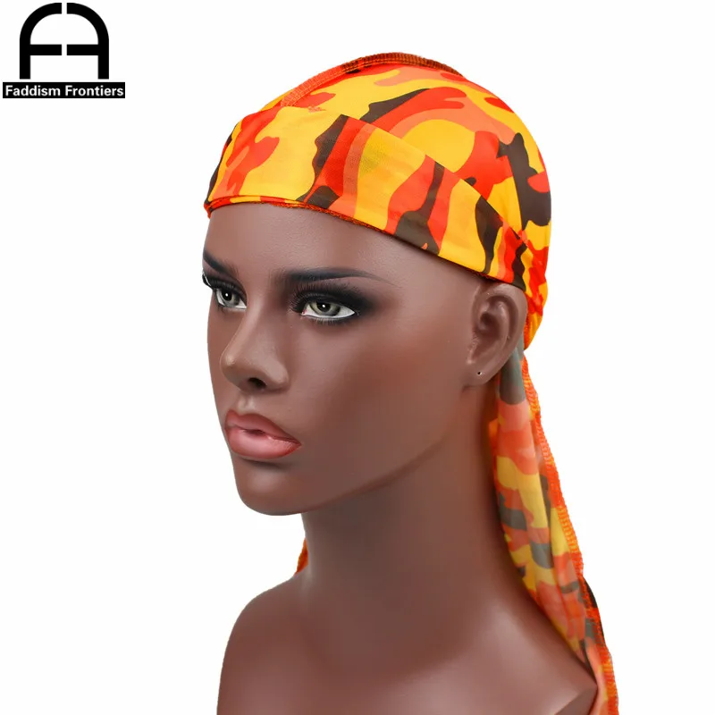 Men Silky Durags Turban Print Silk Durag Headwear Bandans Headband Hair Accessories Pirate Hat Waves Rags