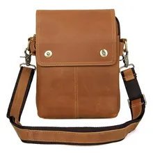 1006B Genuine Cow Leather Waist Day Pack Cross Body Fanny Bag for Men