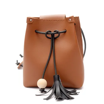 

2018 Sling Drawstring PU Leather Small Mini Handbag Women Bags Shoulder Crossbody Lady Messenger Purse Young Girls Bucket Tote