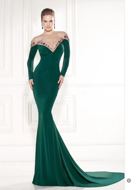 Emerald green long sleeve short dresses for women