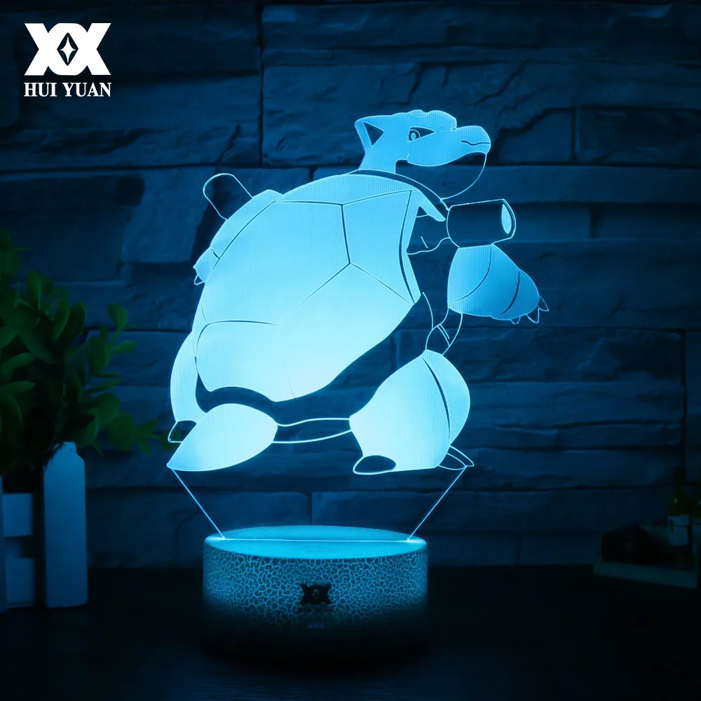 Новая светодиодная разноцветная 3D лампа Pokemon Blastoise новинка крутые ночные