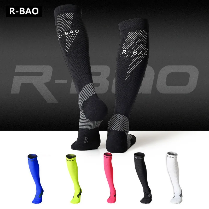 

Professional Cycling Compression Stocking Anti-Slip Leg Guard for Marathon Runners Cycling Night Running Reflective Long Socks
