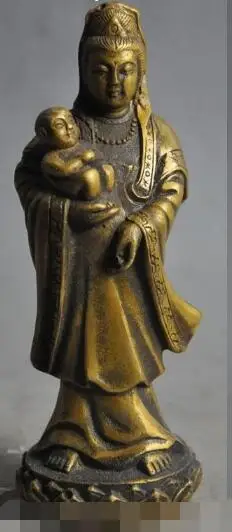 

S3886 chinese buddhism bronze kwan-yin Songziyuan guanyin bodhisattva boy god statue discount 30% (C0324)