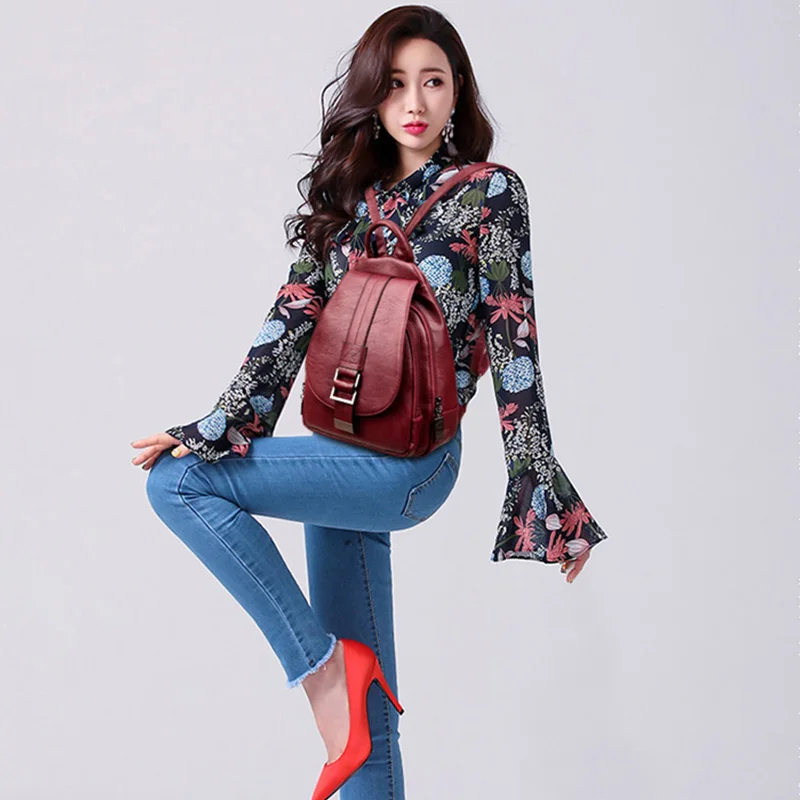 Invierno de 2018 las mujeres Mochilas de cuero bolsa de hombro de moda de mujer, mochila de viaje de las señoras mochila Mochilas bolsas para la Escuela de las niñas