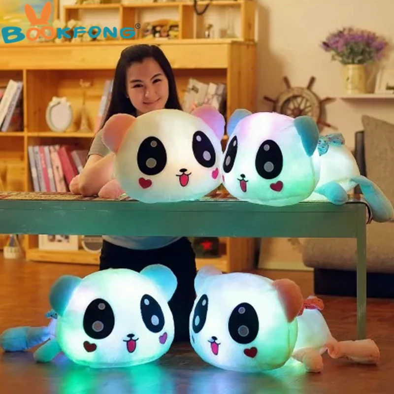BOOKFONG 35 см цветная светодиодная Подушка светящийся панда плюшевая кукла люминесцентные игрушки подарок на день рождения для девочек