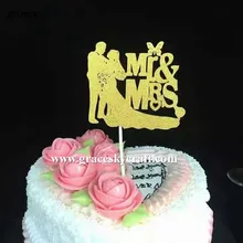 10pcs New custom Mr Mrs Glitter paper Wedding Cakes Toppers Party Favor Cake Supplies,7 colors with last name personlized