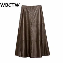 WBCTW трапециевидной формы юбки для женщин XXS-10XL плюс размеры Высокая талия Jupe Femme одноцветное миди длина Летний стиль для женщи