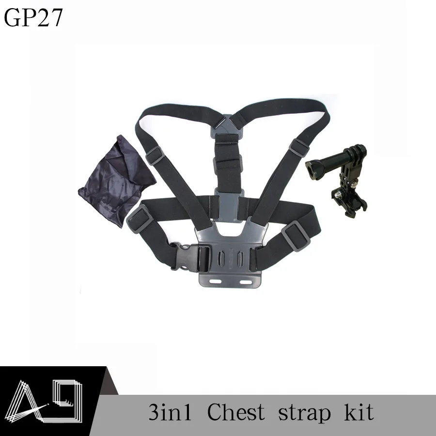 

Go Pro Adjustable Chest Body Tripod Harness Belt Strap Mount Black For Gopro Hero 4 3+2 Sj4000 Xiaomi Yi Camera Accessories GP27