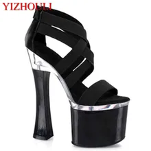 Классический 18 см пикантные римские сандалии на очень высоком каблуке туфли для танцев на пилоне/представлений/Звездные/модельная обувь, свадебные туфли