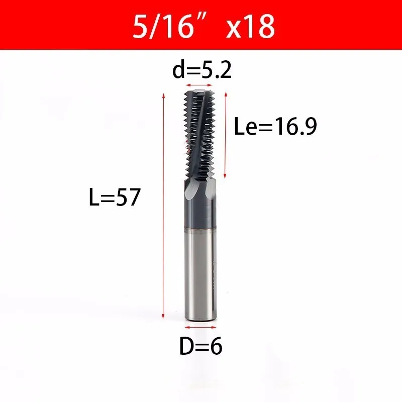 Американский резьбонарезной фреза UNC фреза обрабатывающий центр карбида вольфрама карбида фреза полный тип зуба - Длина режущей кромки: 5,5 мм