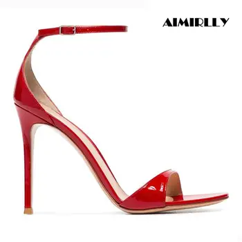 

Aimirlly Summer Women Shoes Peep Toe High Heels Sandals Cover Heel Ankle Strap Ladies Party Wedding Dress Heels RED