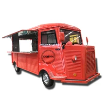 Camión de comida Vintage de color rojo 2019, autobús eléctrico de comida caliente para cocinar carritos de comida